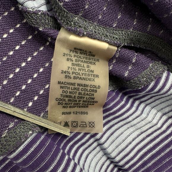 Title Nine Sweater Womens Small Full Zip Top Purple Stripes Jacket Thumbholes - Picture 6 of 9